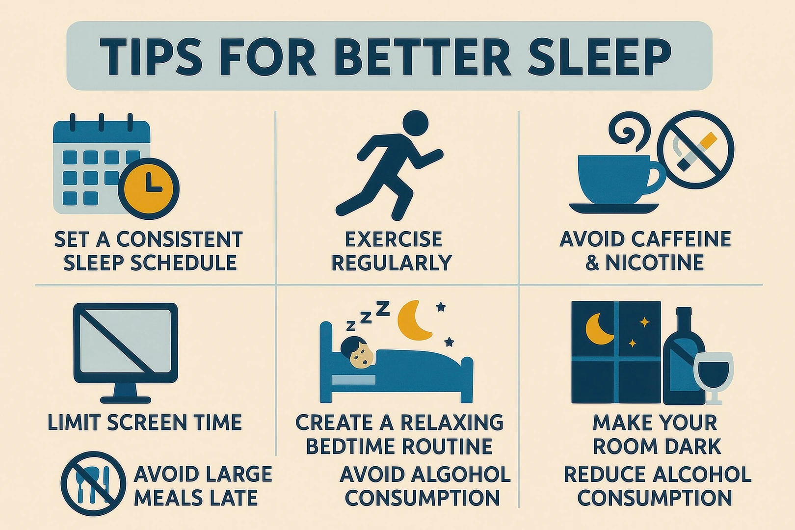A calm bedroom scene representing healthy sleep routines